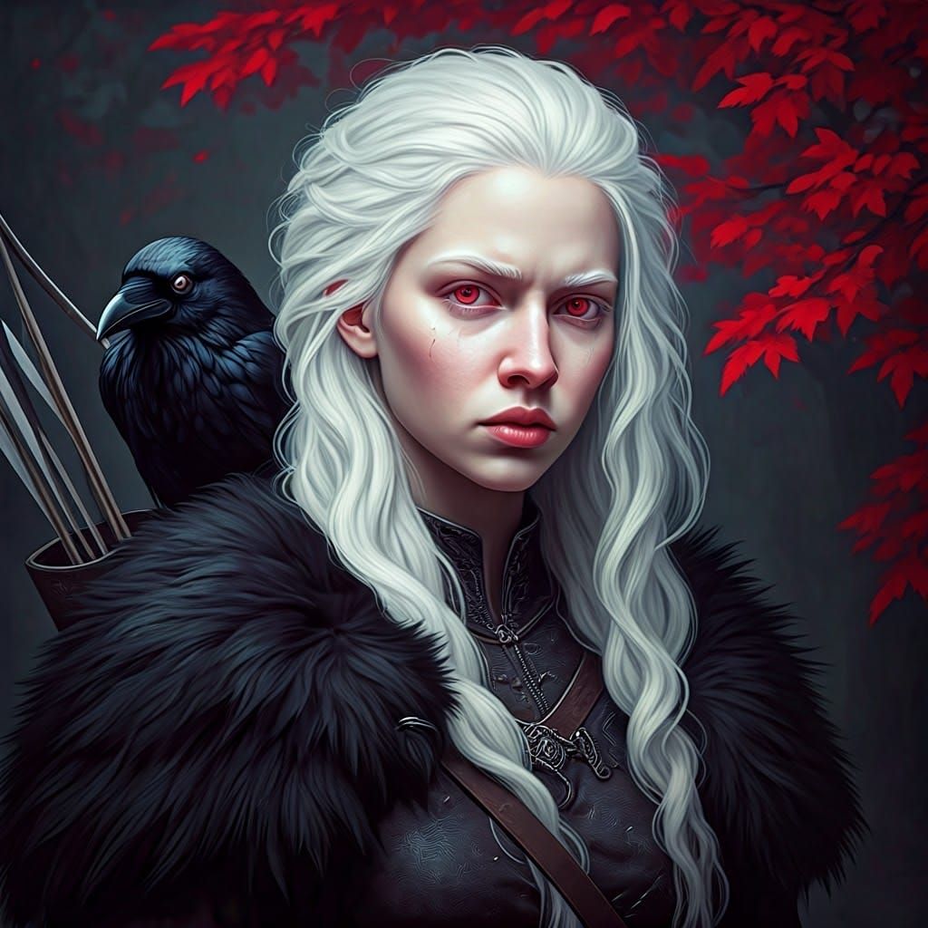 Medieval Albino Fantasy Warrior in Deep Color