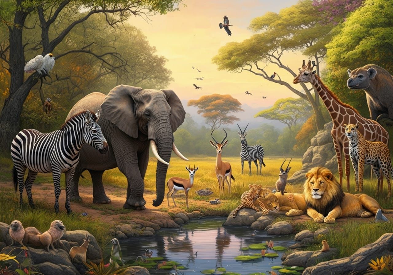 Golden Savannah Serenity: Majestic African Wildlife