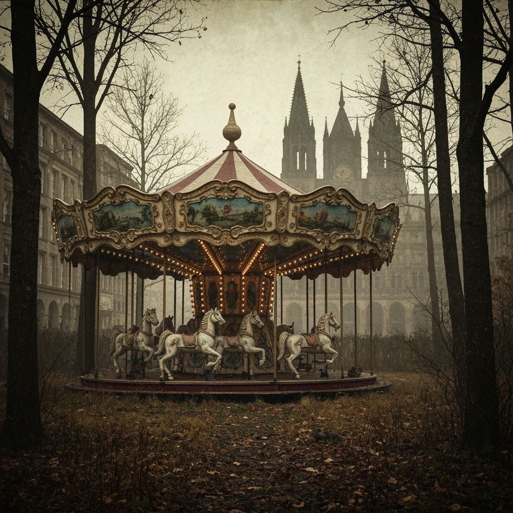 Abandoned Carousel in Overgrown Forest