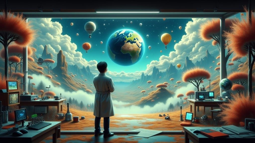 Scientist Contemplates Time Adjustment in Futuristic Lab