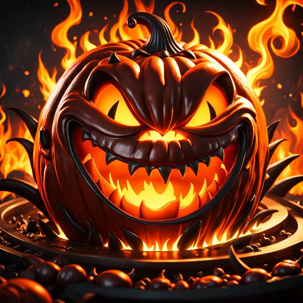 Evil Oven with Glowing Eyes in Cartoon Style