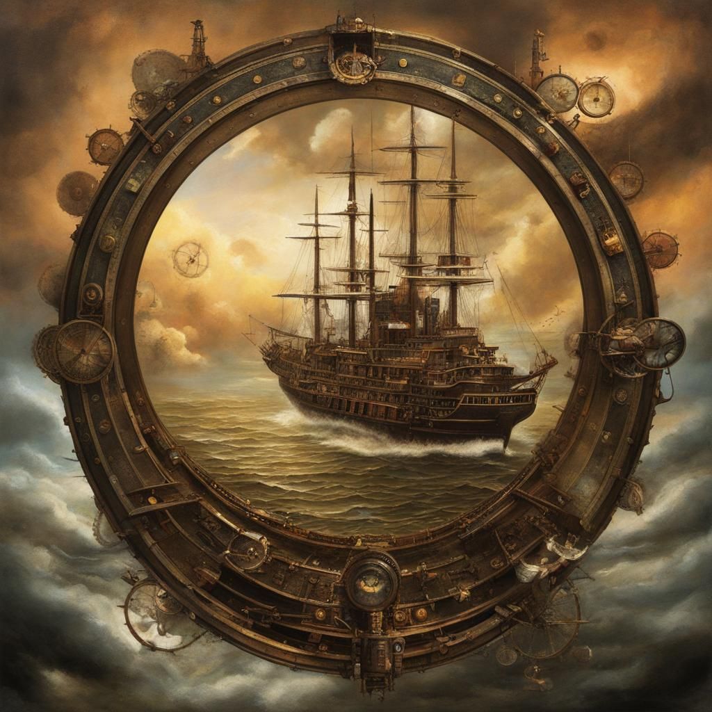 Steampunk Airship 'Clear Air Turbulence' Illustration