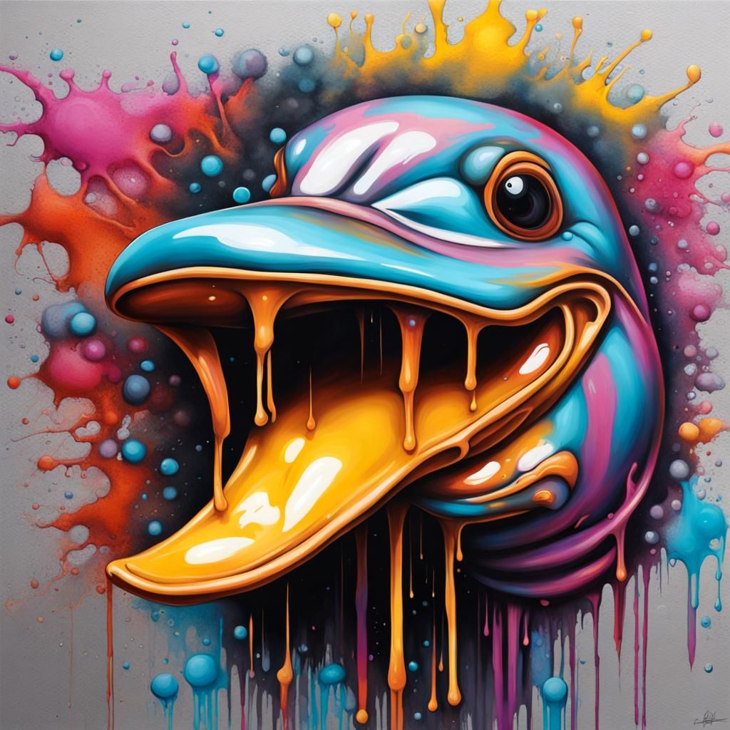 Polychromatic Platypus Graffiti Street Art
