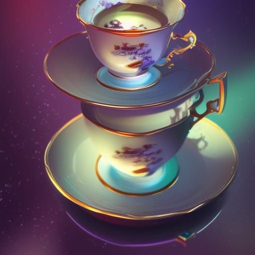 Enchanted Teacup with Magic Tea, Fantasy Concept Art