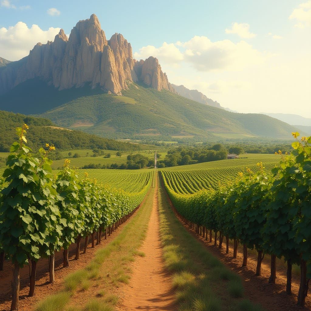 Serenely Romanticized Spanish Vineyard Landscape
