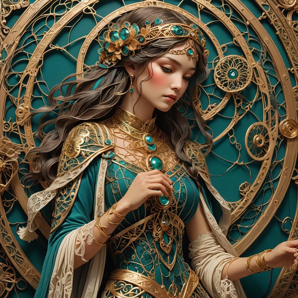 Mystical Mummy Unwrapping in Art Nouveau Chamber