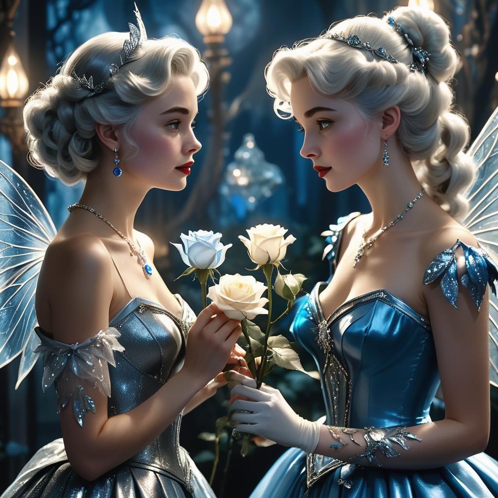 Silver Enchantress and Rose Fairy in Comic Style