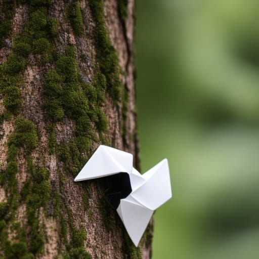 Origami Animal Papercraft on Tree Stump