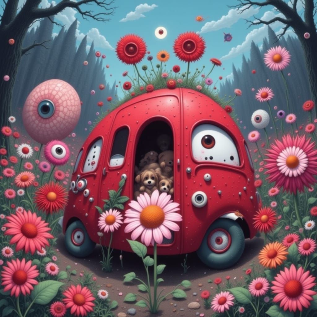 Surreal Eyeball Garden Crown in Crimson