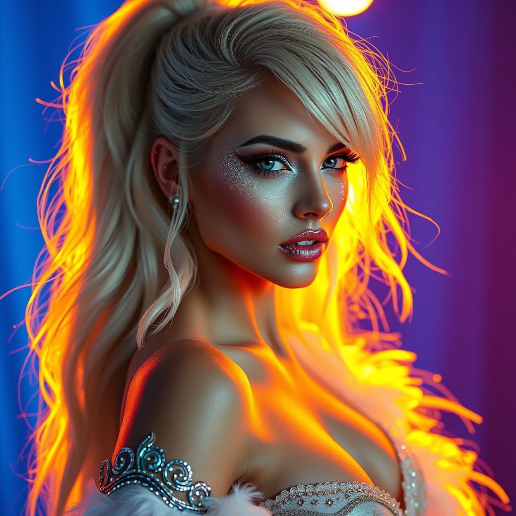 Glamorous Pop Princess in Iridescent Splendor