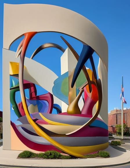 Futuristic Mural in Art Deco Science Fiction Style