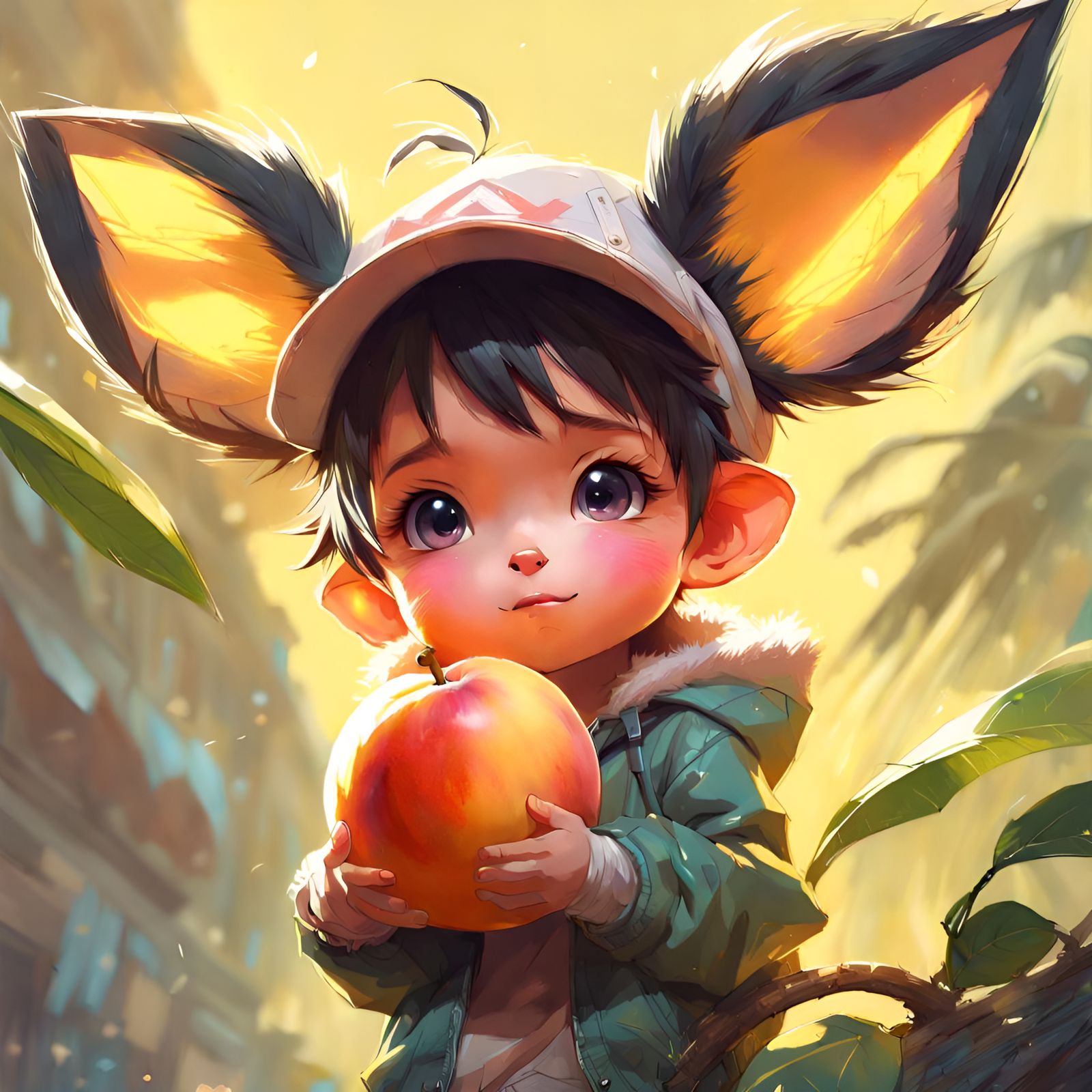 Pichu with Peach: Detailed Digital Portrait