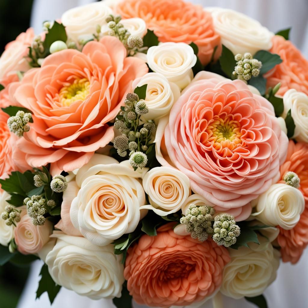 Elegant Pastel Wedding Bouquet of Roses