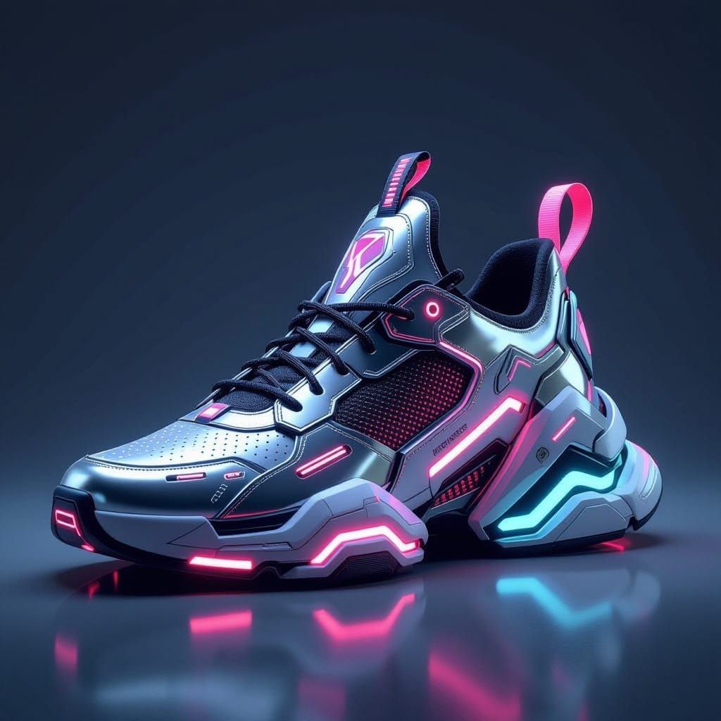 Futuristic Cyberpunk Shoe Design with Neon Accents