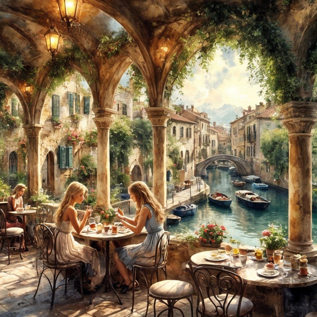 Women Enjoying Wine with a Scenic View