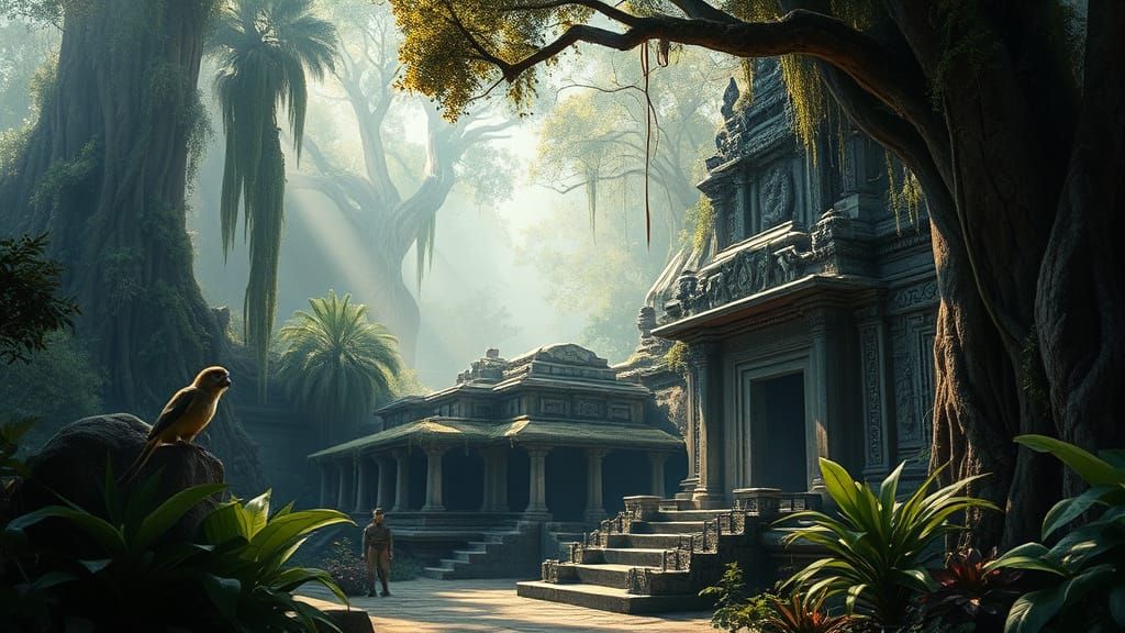 Jungle Ruins: Ancient Temple in Hyperrealistic Style