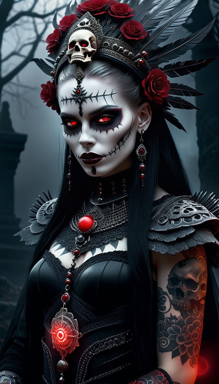 Mysterious Dark Fantasy Sorceress Portrait