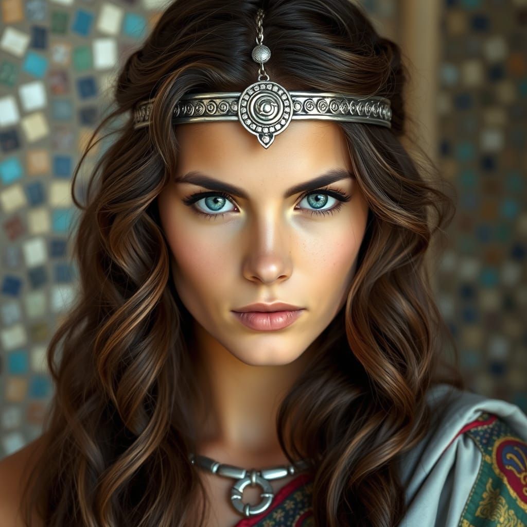 Ancient Greek Noblewoman in Regal Attire