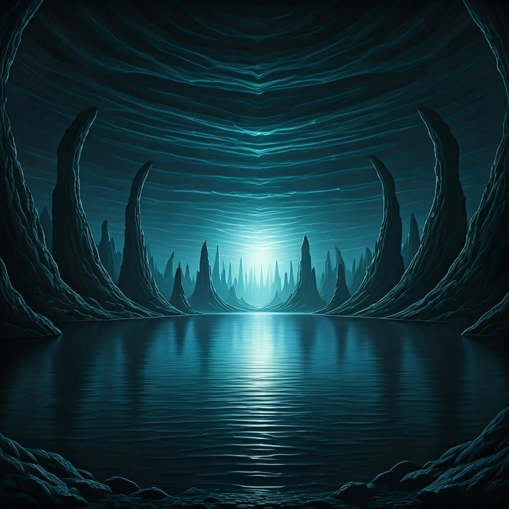 Subterranean Lake of Obsidian Waters in a Forgotten Realm