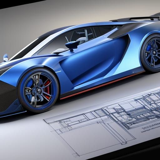 Detailed 3D Car Blueprint Concept Art