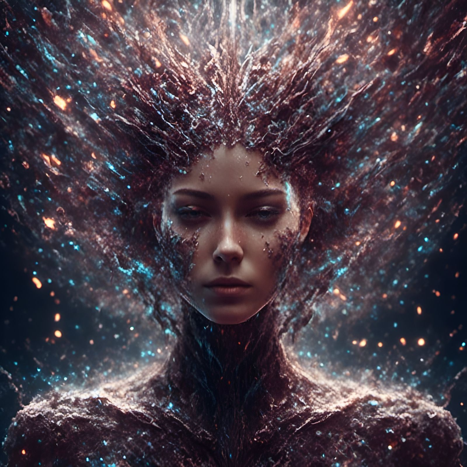 Hyperrealistic Girl with Universal Consciousness in HDR