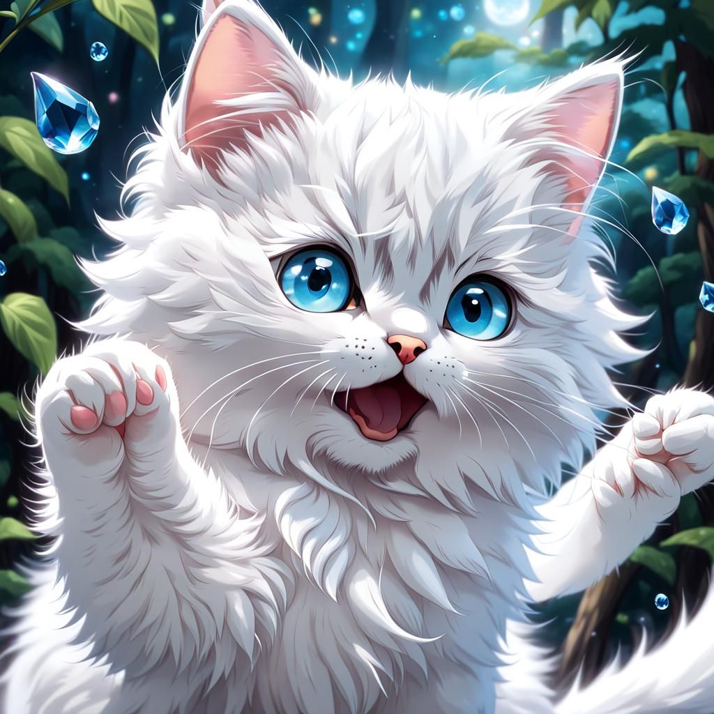 Misty-Eyed Kitten Waving Goodbye: Anime Key Visual