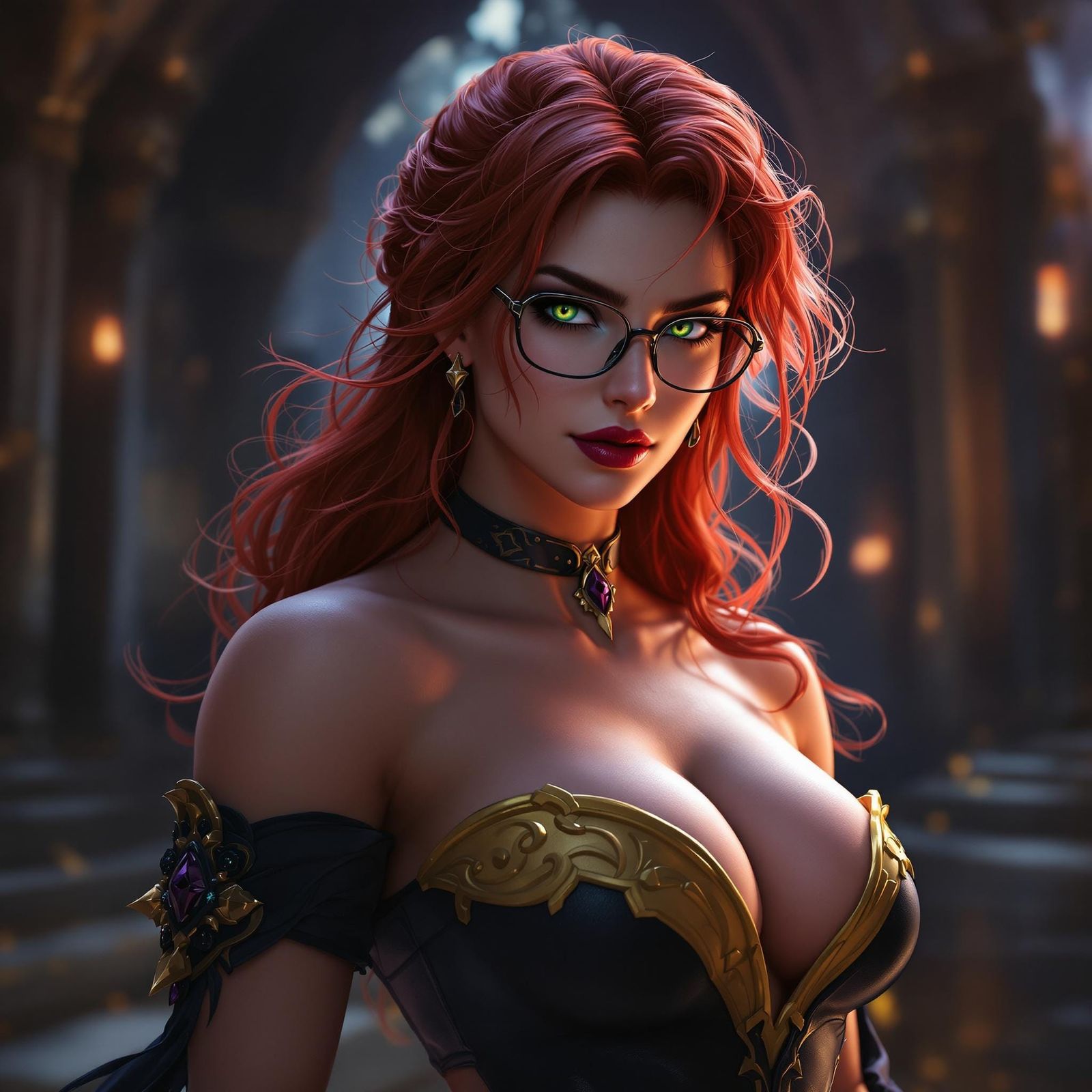 Red-Haired Woman in Dark Fantasy Digital Art