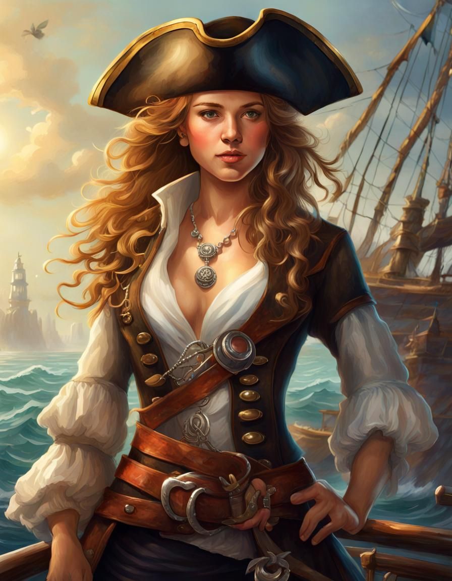 Ethereal Pirate Captain in Hyperdetailed Mixed Media
