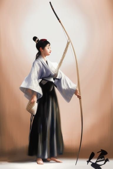 Detailed Digital Painting of a Kyudo Girl