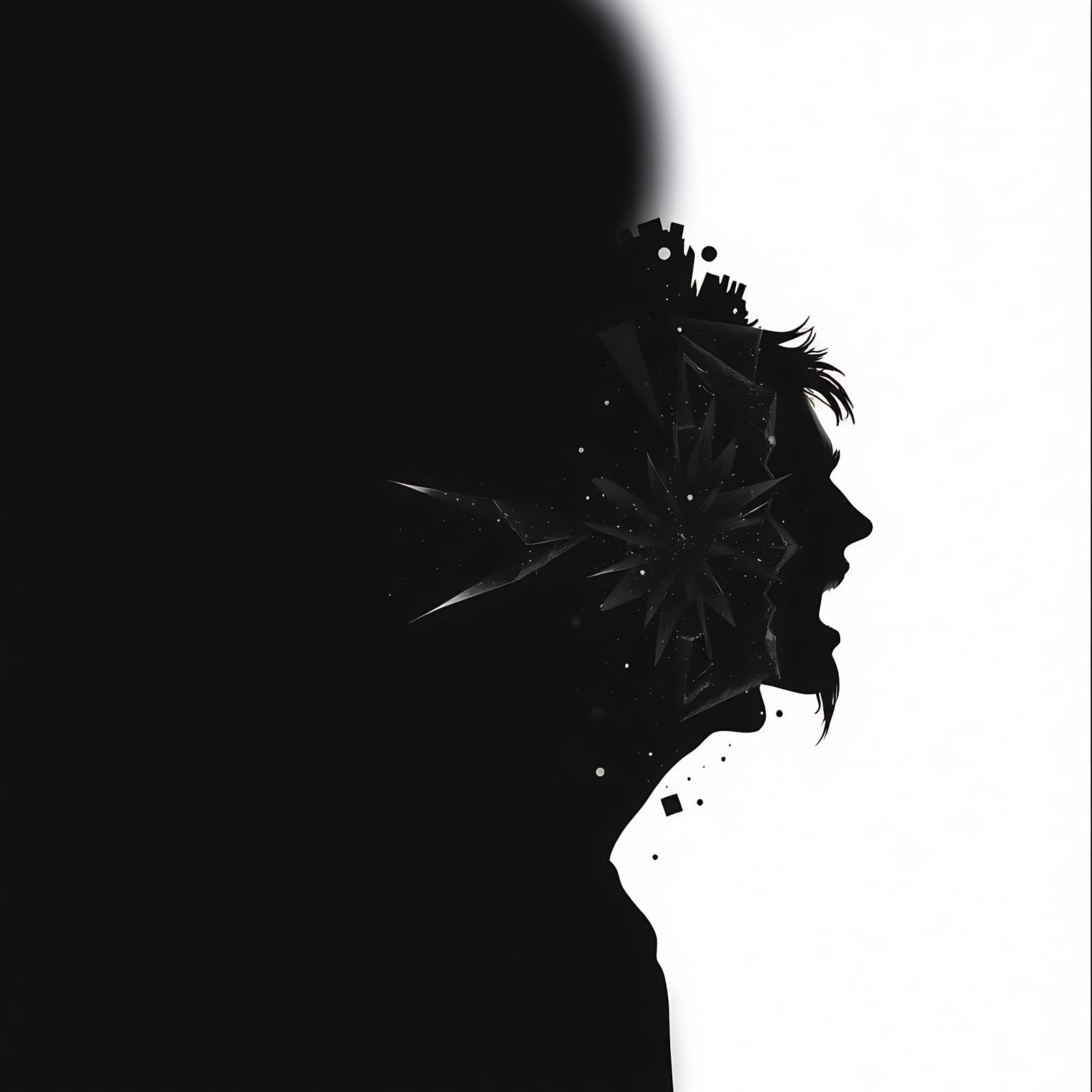 Ominous Disintegrating Human Silhouette