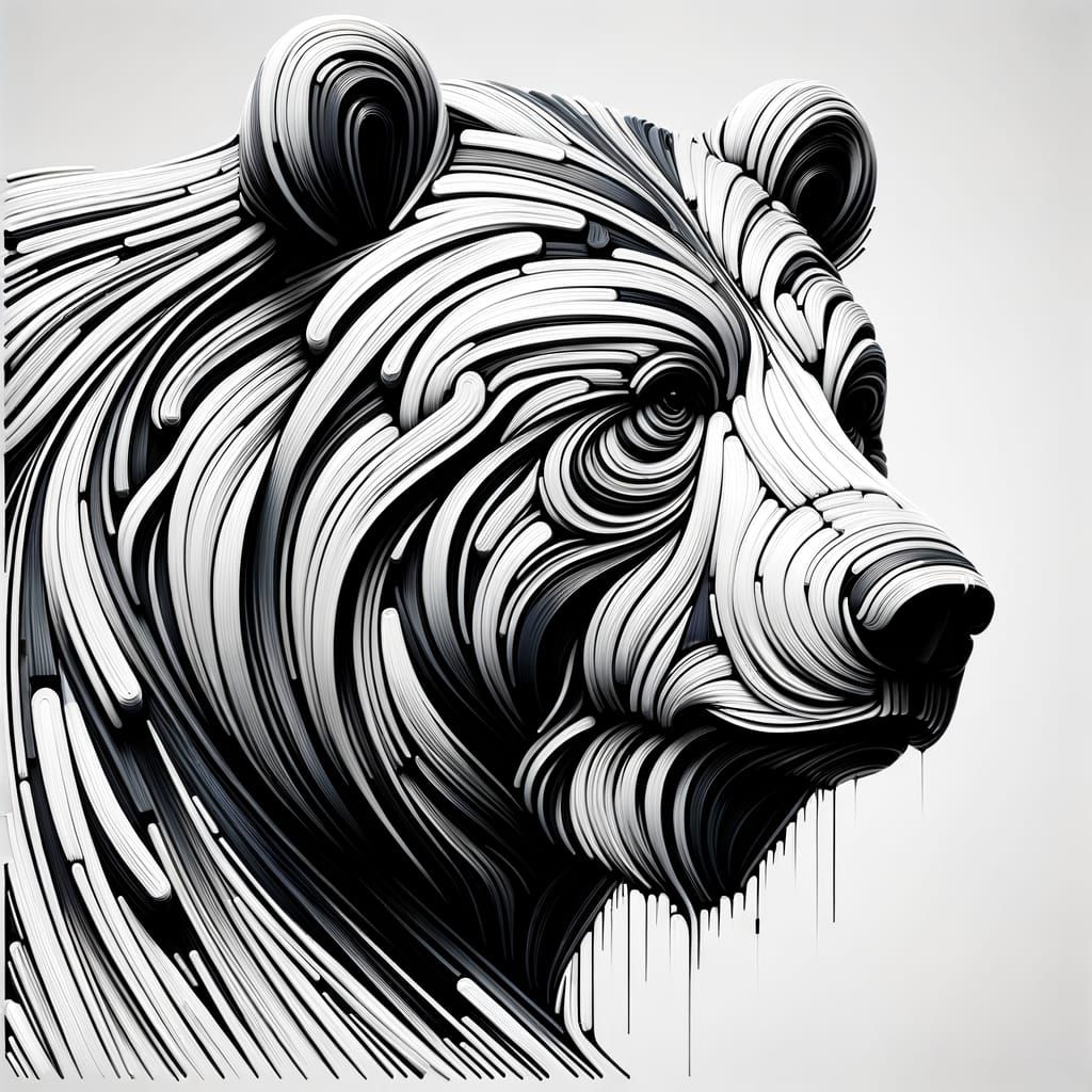 Robust Kodiak Bear Portrait in Black and White