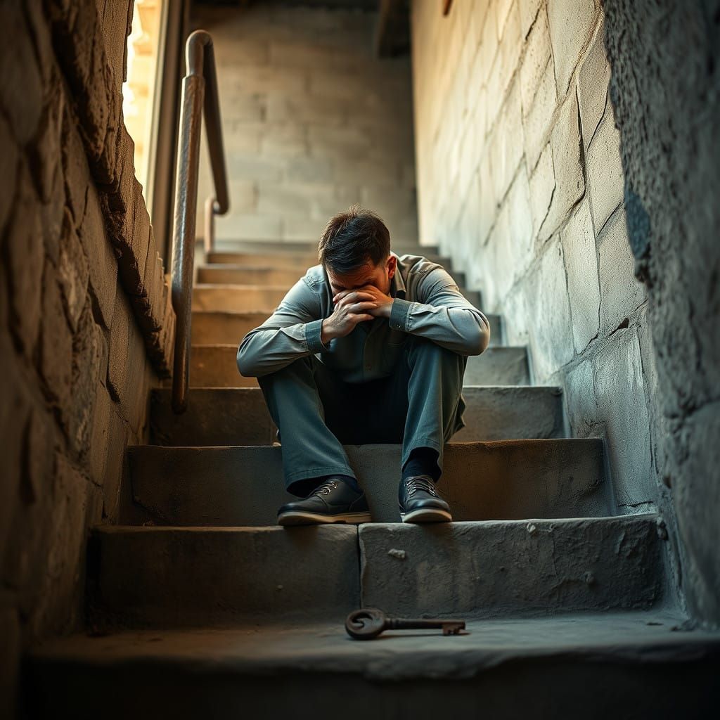 Exhausted Laborer Finds Solace in Soft Light