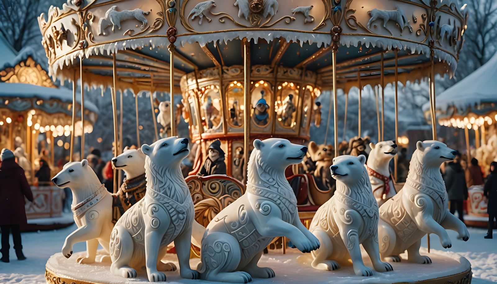 Winter Wonderland Carousel in Hyper-Realistic Cinematic Styl...
