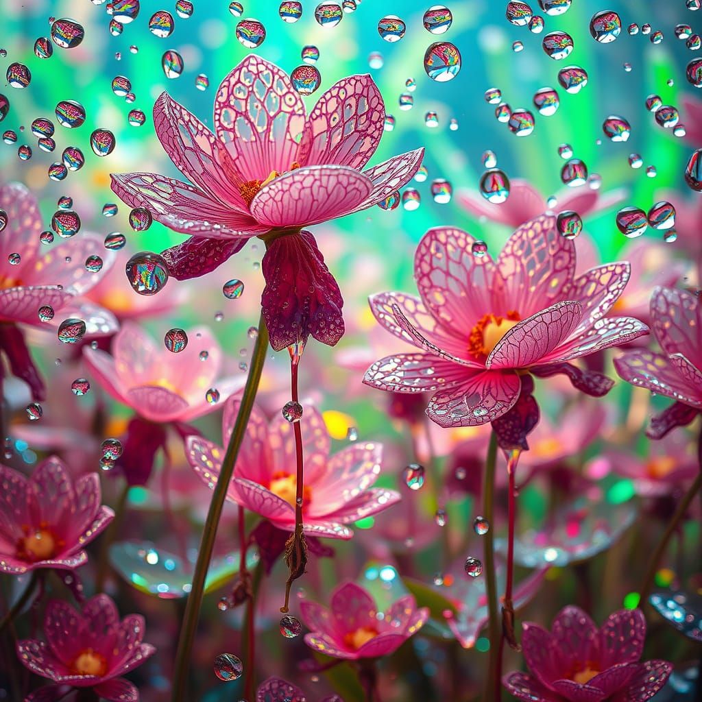 Ethereal Water Garden Blooms with Iridescent Beauty