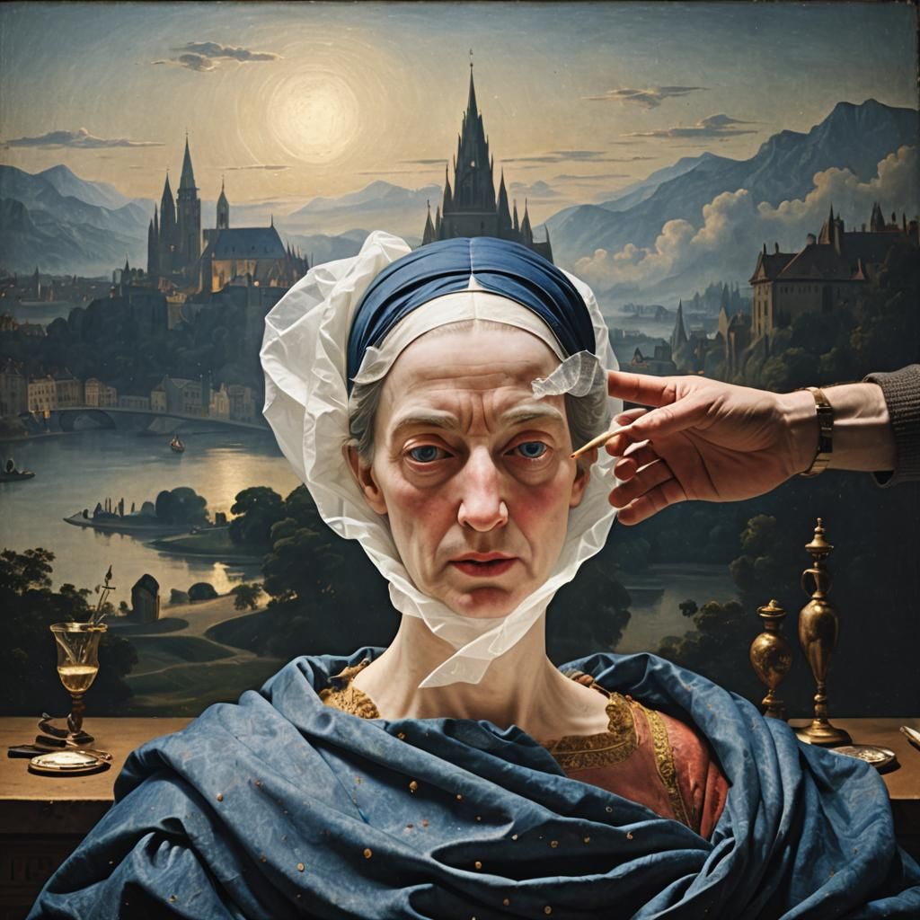 Old Master Painting Characters Party at Night