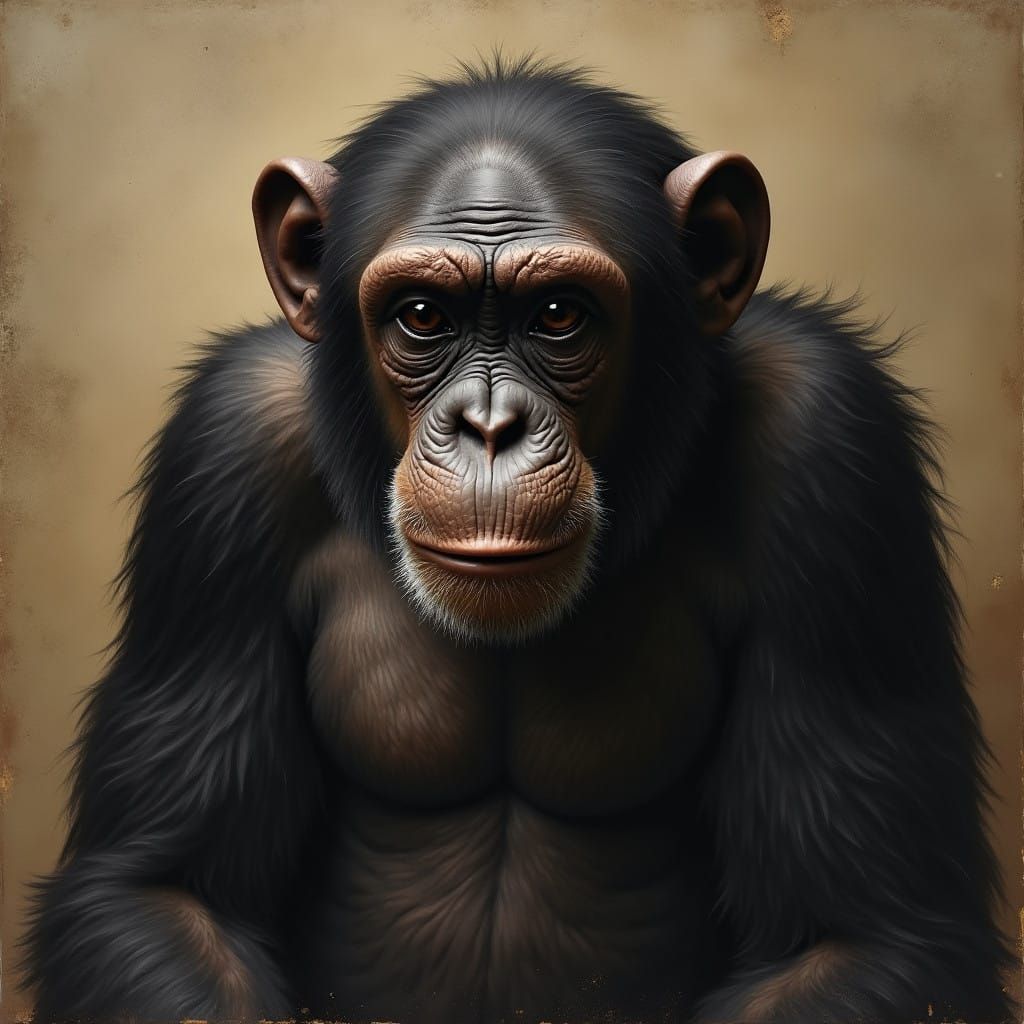 A Somber Chimpanzee in Earthy Hues