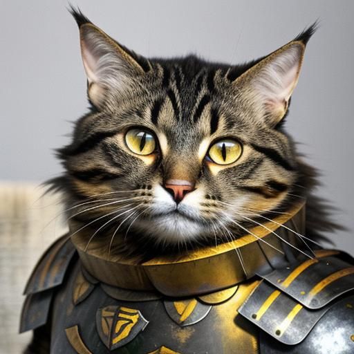 Armored Warrior Cat Ready for Battle