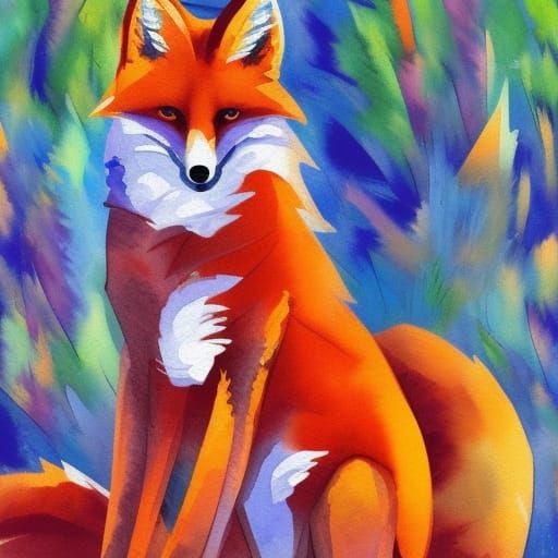 Fennec Fox in Gouache and Watercolor Style