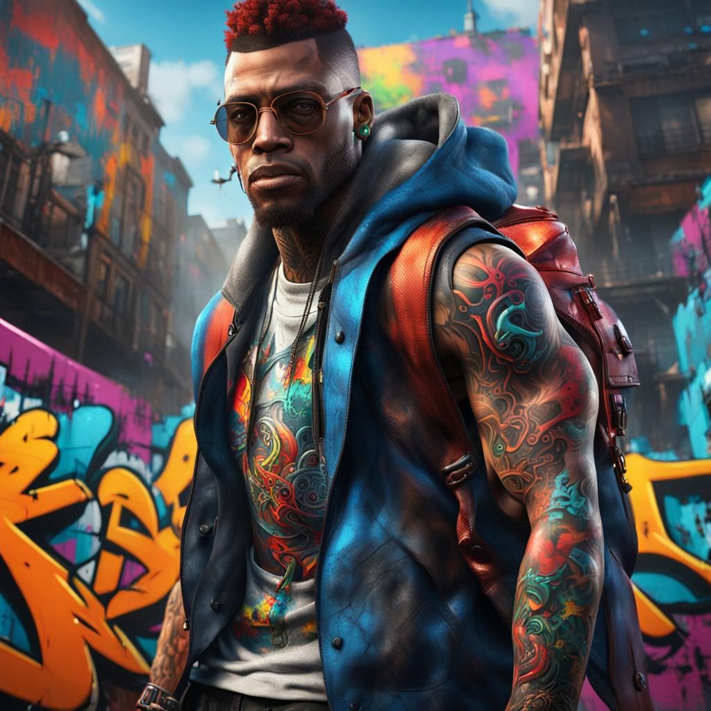 Graffiti Rebel in Dark Fantasy Concept Art