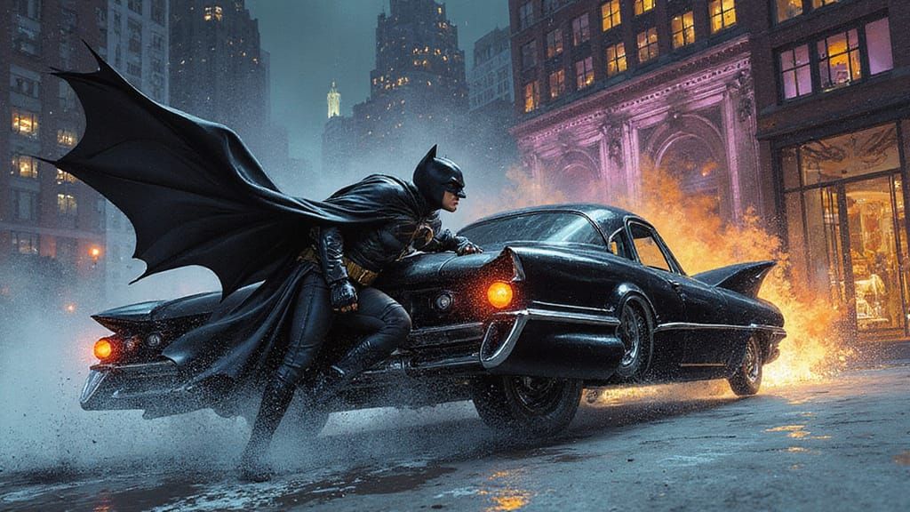 Earth-34’s Batman and his Batmobile