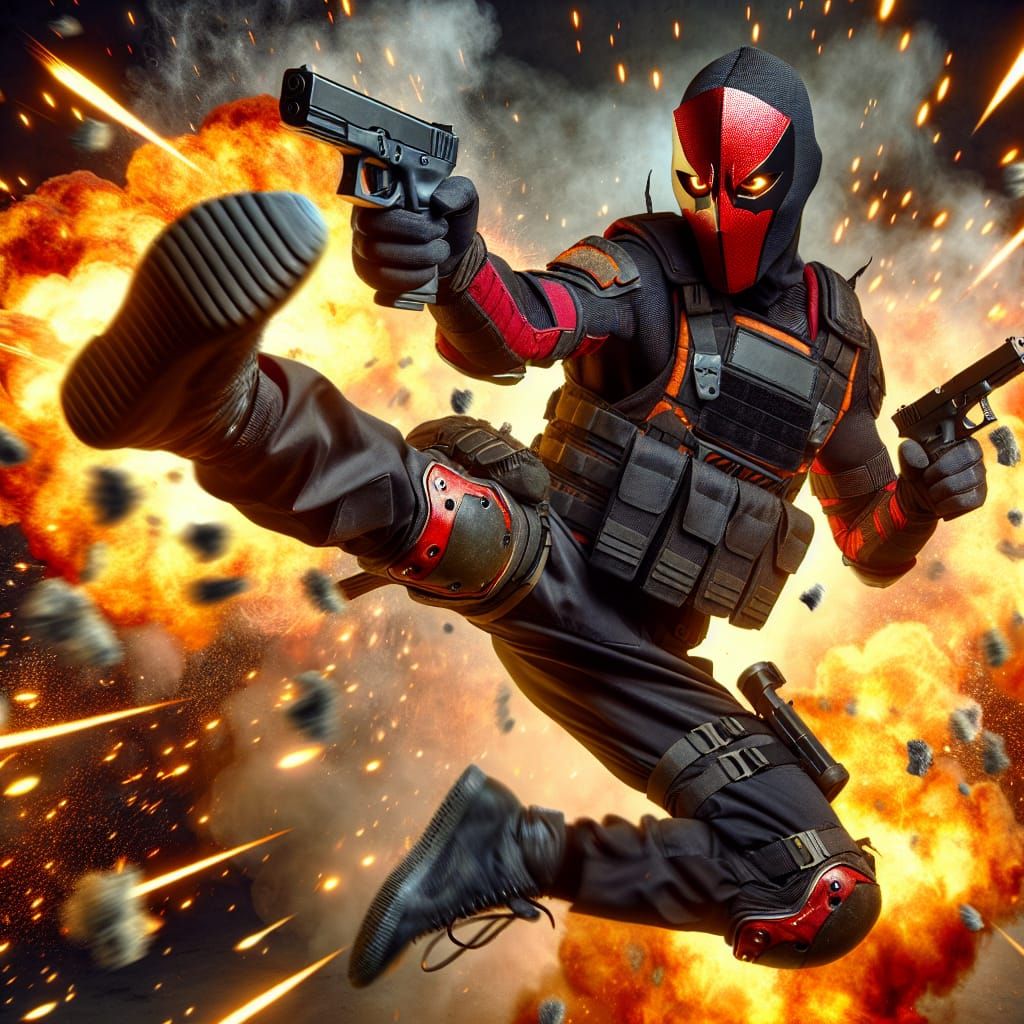 Dynamic Side Kick in Explosion