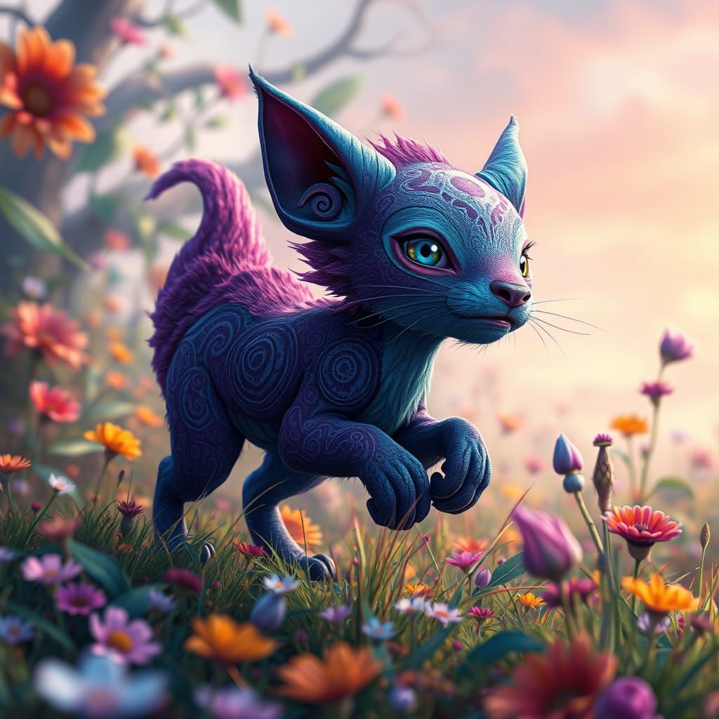 Whimsical Gyatt in a Lush Meadow Scene