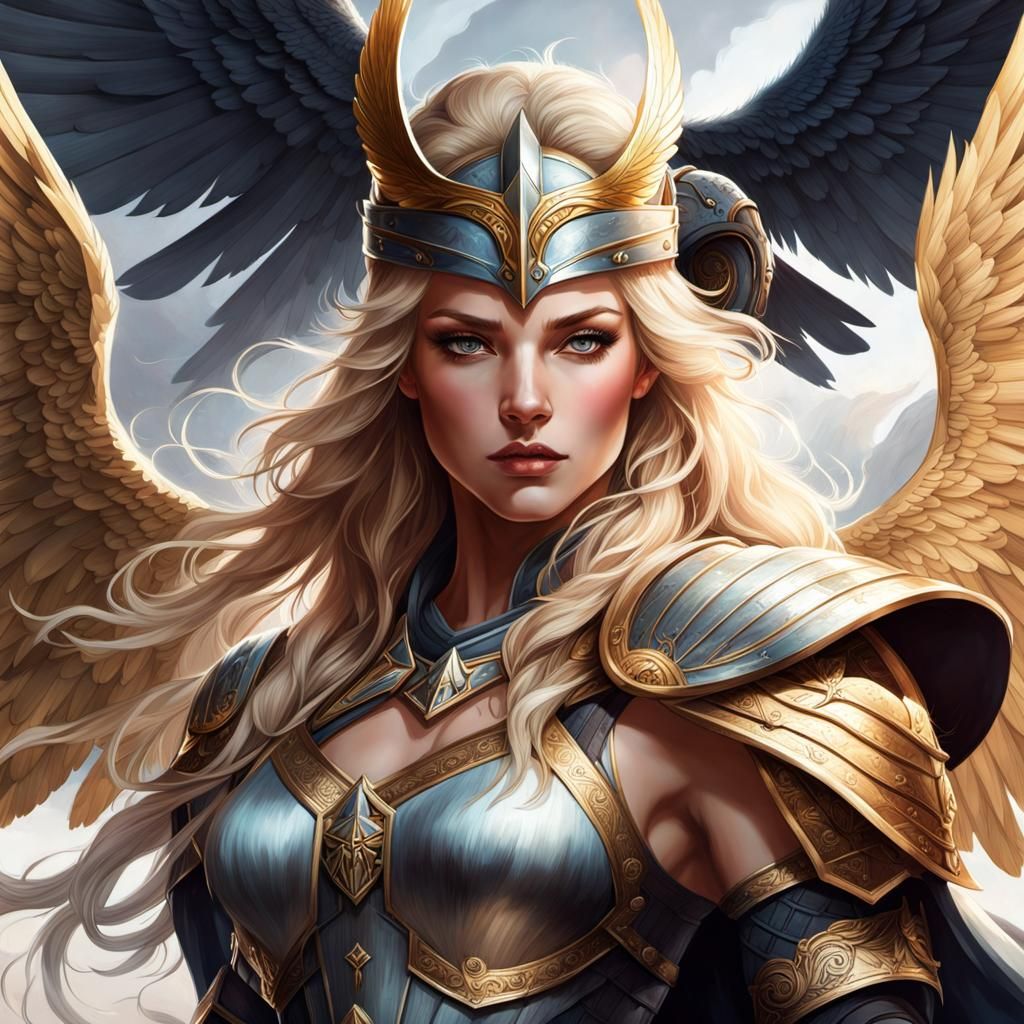 Valkyrie Warrior in Valhalla: Digital Art Portrait