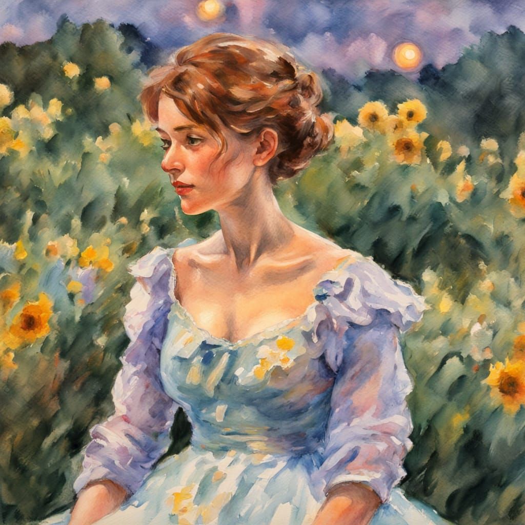 Impressionist Watercolor of a Summer Night