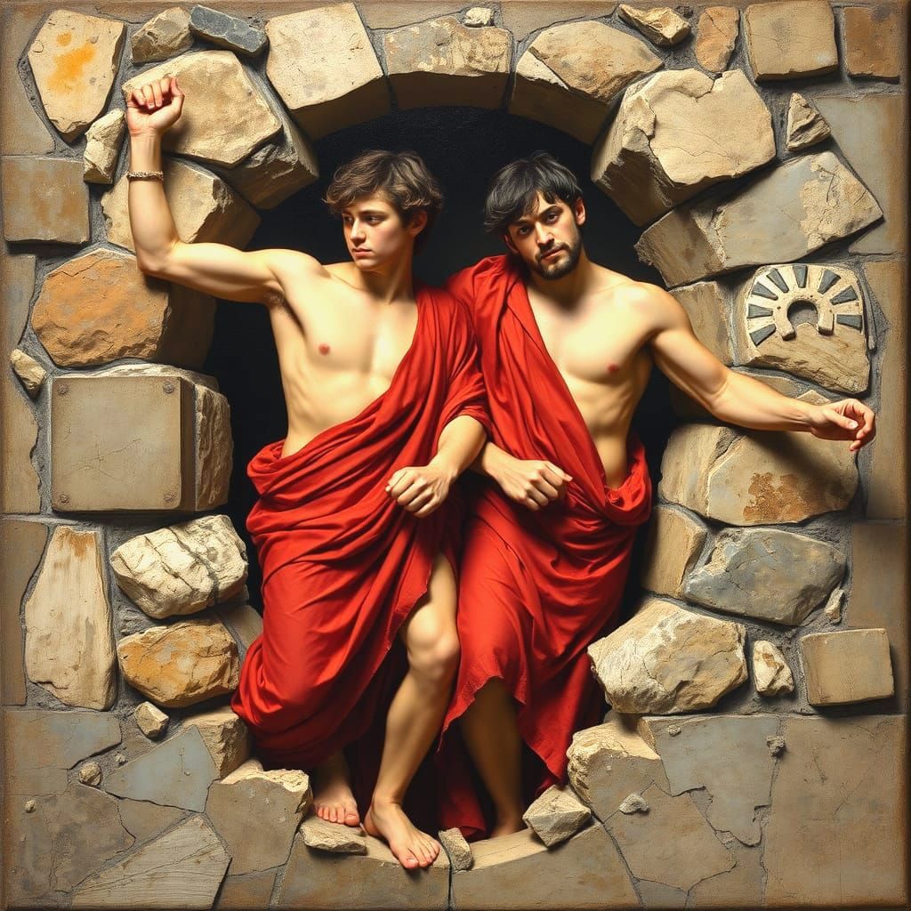 Roman Toga Warriors Break Free Through Wall