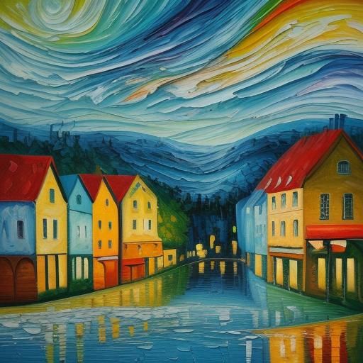 Upside Down Frown Town in Expressionist Style