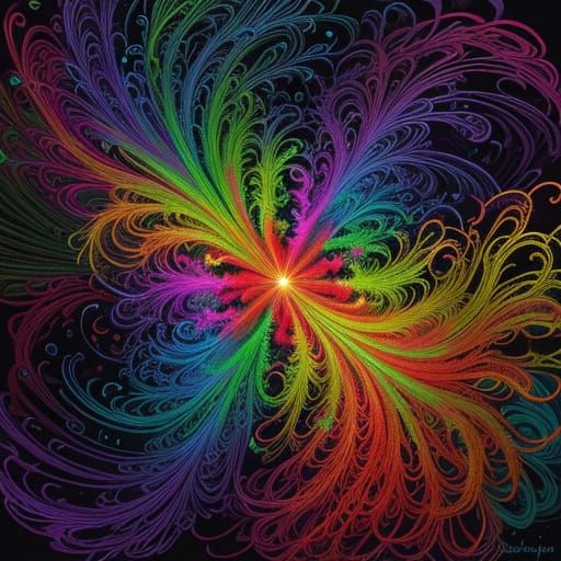 Abstract Fiery Arcs and Fluid Forms Ethereal Jellyfish