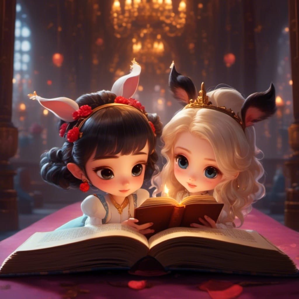 Friends as Precious Chapters: A Cute Cartoon Illustration