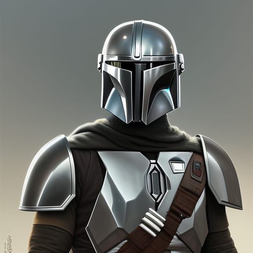 Hyperrealistic Mandalorian Portrait in Filmic Lighting