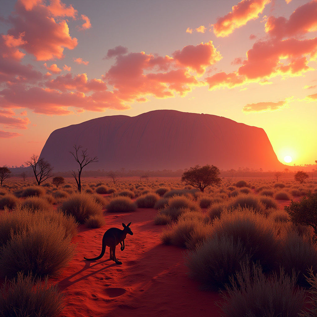 Uluru Sunset: Australian Outback in Ultra-Realistic Style